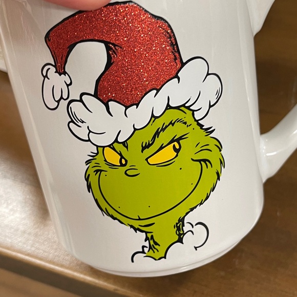 Grinch Christmas Santa Hat Glitter Merry Grinchmas Doublesided Ceramic Mug NEW - Picture 2 of 3